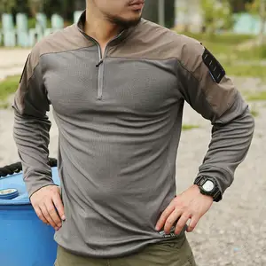 Men Customs Logo Tops Half Zip Pleated Long Sleeves Crew Neck Compression Slim Fitted Shirts Quick Dry Custom Mens Gym Muscle