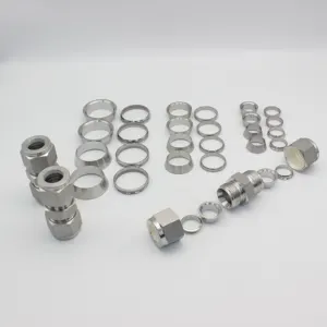 SS High Straight End Tube Union Equal Reducing 2 Ferrule Press Tube Fittings Connector Olive Cutting Ring Nut