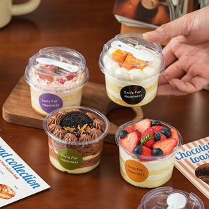 Vaso Transparente Redondo de 250 ml para Mousse y Postres con Cuchara, Frasco de Plástico PET para Pudín, Parfait, Venta al por Mayor - Product Image 4