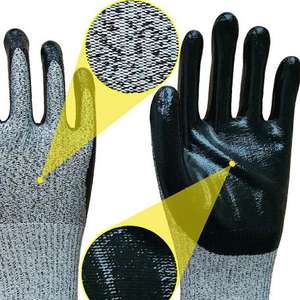 Alto rendimiento Anti corte Nivel 5 HPPE Shell con guantes de trabajo de seguridad recubiertos de nitrilo suave - Product Image 1