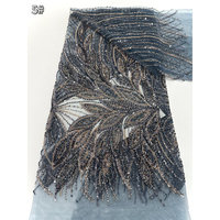 Tissu en dentelle brodée de sequins floraux A.Y.Disc, 100% polyester, écologique, 5 yards, pour robes de mariée, sacs de soirée, chaussures