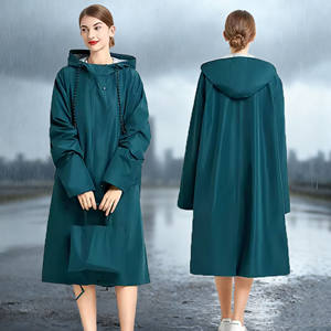 Imperméable unisexe de haute qualité, coupe-vent en polyester PU Pongee, avec coutures scellées, imperméable, long et à capuche - Product Image 2