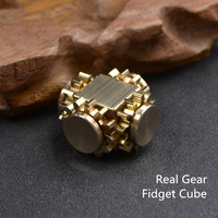 Jouet EDC en métal de haute qualité avec étui de transport, équipement réel, en laiton pur, Fidget Spinner Cube
