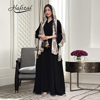 Ensemble Abaya Noire Hafizah avec Hijab Paisley, Robe Musulmane de Dubaï, Vente en Gros, Kaftan à Bordure Dentelle, Ramadan Aïd 2026, Fournisseur d'Usine