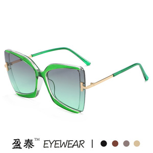 Lunettes de soleil Yingtai surdimensionnées en forme de T pour femmes, protection UV400, monture en plastique et métal, classe 2. - Product Image 3