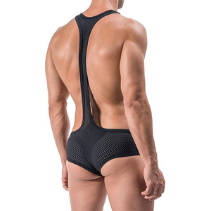 Ingrosso Intimo Sexy da <span class=keywords><strong>Uomo</strong></span>: Body a Rete Traspirante con Bretelle e Boxer Briefs <span class=keywords><strong>per</strong></span> Ragazzi Gay, Confezionato in Scatola - Product Image 1