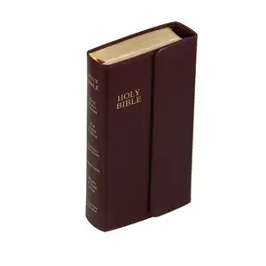 Cubierta de cuero con estampado grande, libro de estudio de la Santa Biblia, estampado en caliente con borde dorado, precio barato
