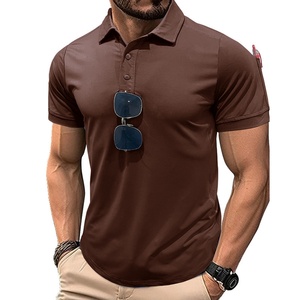 Camisa Deportiva Casual para Hombre de Secado Rápido y Transpirable, Corte Regular, con Estampado, Cuello Explosivo, Manga Corta, Decoración de Botones, Tejido de Punto - Product Image 5