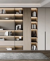 Étagère intégrée de style grille moderne, bibliothèque de salon blanche personnalisée
