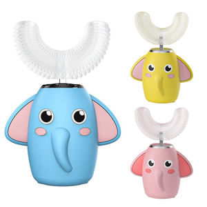 แปรงสีฟันไฟฟ้ารูปช้างการ์ตูนอัจฉริยะ รูปทรงตัวยู สำหรับเด็ก ขนแปรงซิลิโคนนุ่ม ชาร์จไฟได้ เหมาะสำหรับเด็กเล็ก - Product Image 1