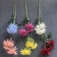 Chrysanthème artificiel de qualité supérieure pour décoration de cercueil et de tombe, fleur à 3 têtes, faux tige unique, vente en gros
