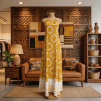 Robe longue décontractée unie pour femme, style africain, élégante, à col halter et sans bretelles, vente en gros à bas prix