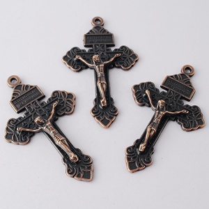 Ciondolo con croce e croce di Pardon cattolico placcato in rame antico in lega di zinco metallo 55x33mm regalo <span class=keywords><strong>poli</strong></span> sacchetto pendenti con ciondoli religiosi - Product Image 5
