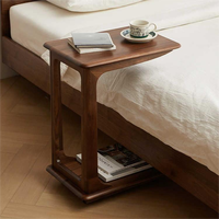 Table basse moderne minimaliste convertible à double niveau en bois massif avec rangement intégré, table d'angle mobile pour salon