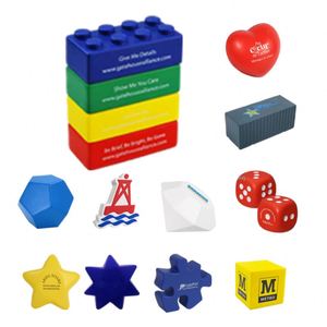 Balle anti-stress en forme de blocs de construction, cadeaux promotionnels, balle anti-stress en PU en forme de blocs de construction avec logo personnalisé - Product Image 2