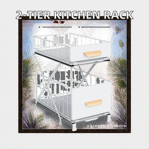 Estante de Almacenamiento de Cocina Plegable Ecológico de Doble Tirón, Tipo Vertical, Altura Ajustable, Soporte de Metal Multiusos - Product Image 2