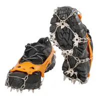 Crampons Antidérapants Portables et Légers pour Escalade, Randonnée, en Acier Inoxydable avec Semelle Intermédiaire en TPE, 19 Pointes, pour Tous Types de Glace