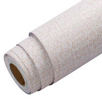Papier peint en lin de chambre à coucher Rouleau de papier texturé en lin auto-adhésif à impression gaufrée