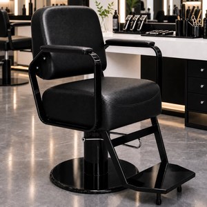 Black Hydraulic <b>Barber</b> <b>Chair</b> Swivel Salon Styling <b>Chair</b> Reclining Hair Cutting Seat with Footrest - Product Image 1
