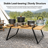 Table de camping portable en bambou naturel, table d'extérieur légère, table pliante pour le camping, table de cuisson, rangement pour l'extérieur