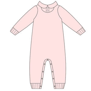 Bebé llevar a casa traje botón trasero suéter canastilla <span class=keywords><strong>para</strong></span> Recién Nacido azul manga larga mameluco bordado piqué blanco cuello canastilla Bébé - Product Image 4