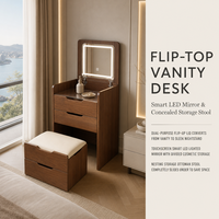 Coiffeuse pour petits appartements, rangement grande capacité, chambre à coucher, style princesse, moderne, minimaliste, en bois massif, durable, pour maquillage