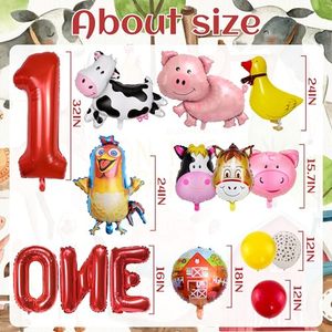 Set de Globos de Número de 32 Pulgadas con Diseño de Granja y Animales de Dibujos Animados (Gallos, Cerdos, Vacas) para Decoración de Fiestas de Cumpleaños Infantiles al por Mayor - Product Image 3