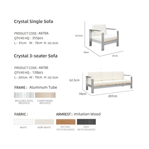 Ensemble de canapés en aluminium de mobilier de jardin de luxe Mobilier d'extérieur moderne tous temps Canapé de patio pour hôtel et centre de villégiature - Product Image 4