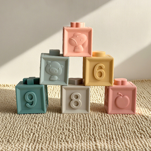12 unids/set Multicolor bebé pegamento suave alivio bloque de construcción 0-1 años de edad Aprendizaje Temprano cognición roer juguetes para niños - Product Image 3