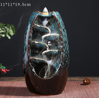 Brûleur d'encens en céramique à refoulement d'eau, porte-encens cascade, décoration d'intérieur, encensoir d'aromathérapie, ornement en porcelaine fait main