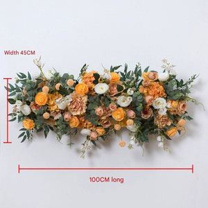 LO-687 Décoration de table personnalisée de style coréen, 100 m, chemin de table en fleurs artificielles pivoine et rose, toile de fond florale pour cérémonie en extérieur - Product Image 5