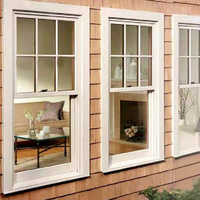 Ventana Corredera Vertical de Vinilo UPVC Insonorizada y Fácil de Limpiar, Ventanas de Doble Hoja de Vinilo con Rejillas