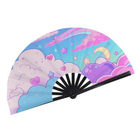 Éventail pliable personnalisé en bambou, grand format, avec logo imprimé par sublimation, pour fêtes, mariages, décoration, respectueux de l'environnement