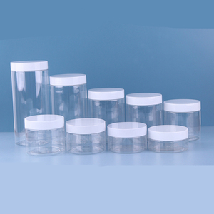 custom 50-500g empty plastic jar clear cosmetic jars with white lids
