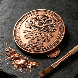 Offre Spéciale : Pièce d'Art Chinois en Cuivre Fin .999, 1 OZ, Motif Dragon en Relief, pour Collection et Décoration - Product Image 6