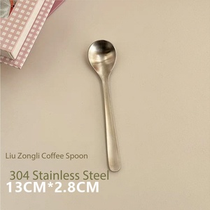 DF09 Japanese Style 304 Stainless Steel Coffee Stirring <b>Spoon</b>, Ice Cream Yogurt <b>Serving</b> <b>Spoon</b>, Knife Fork <b>Spoon</b> Set, Tableware. - Product Image 5