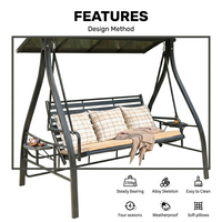 Fauteuil suspendu en métal moderne Meiqi pour jardin, patio et balcon - Chaise suspendue à séchage rapide pour 3 personnes avec coussin
