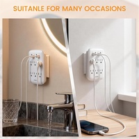 Multiprise murale 4 ports USB et 6 prises CA avec protection contre les surtensions, design flexible et sécurisé, compatible smartphone, couleur blanche