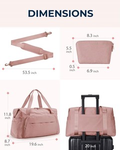 <b>Large</b> Carry On Overnight <b>Duffle</b> <b>Bag</b> 19.6x8.7x11.8 Inch Polyester Zipper Closure Multi-functional Travel Weekender <b>Bag</b> - Product Image 5