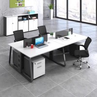 Ensemble de bureaux et chaises de bureau pour personnel, style moderne minimaliste, en PVC, avec cloisonnement pour six postes, directement de l'usine