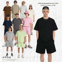 T-shirt Homme Uni Vintage Coupe Ample 240g en Sorona Lourd, Manches Courtes, Anti-bactérien, Rafraîchissant, Anti-UV, Vente en Gros