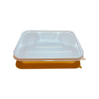 Boîte alimentaire carrée à quatre compartiments en plastique PP biodégradable, jetable, écologique, emballage pour restaurant du Guangdong