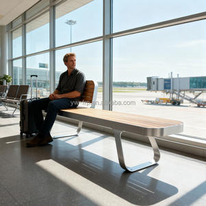 Bancs <span class=keywords><strong>de</strong></span> jardin en bois massif avec dossier, meubles <span class=keywords><strong>de</strong></span> jardin et <span class=keywords><strong>de</strong></span> terrasse modernes en acier inoxydable, écologiques et durables - Product Image 5