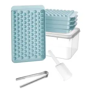 Customize 104x4 PCS Crushed 4 Pack Tiny Ice Cube Tray Mold Ball Mini Bpa Free Ice Cube Tray With Lid Bin Shovel And Tong