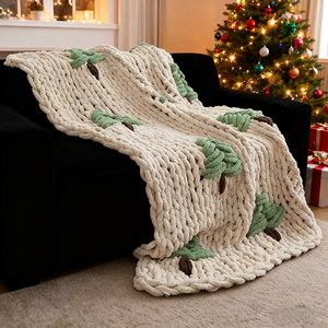 Couverture en chenille jacquard tissée à la main, super douce, style moderne, brodée, texturée épaisse, pour les voyages, toutes saisons - Product Image 3