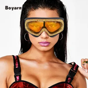 Boyarn 2022 Fashion Diamond Portable Outdoor Cycling Racing Snow Ski Protective Eyewear Snowboard Glasses For Adult