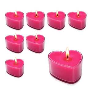 Set di candele rosa a forma di cuore, 8 pezzi, decorazione romantica per la festa di San Valentino - Product Image 1