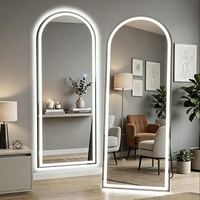 Miroir LED moderne sur mesure avec cadre en aluminium, miroir sur pied à pleine longueur avec commande tactile intelligente pour magasin de vêtements