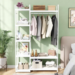 Minimalist Metal <b>Clothing</b> <b>Rack</b> <b>Standing</b> Type 5 Layers Multifunctional Storage Holder for Wardrobe Use - Product Image 3