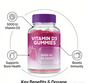 Özel Marka Sağlık Gıda Takviyesi, Bağışıklık Desteği İçin <span class=keywords><strong>Vitamin</strong></span> <span class=keywords><strong>D</strong></span> Jelibonları Sunuyor, Bağışıklık ve Kemik Sağlığı İçin - Product Image 3